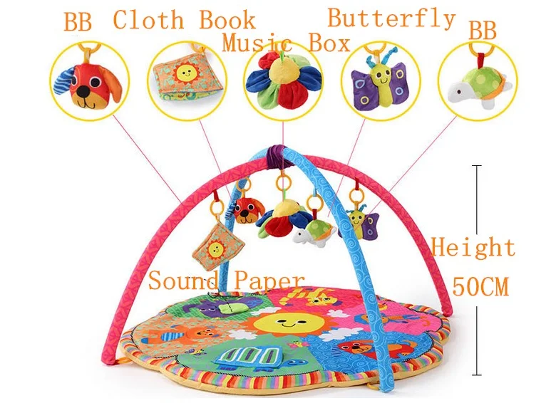  Six Animal Cartoon Pattern Play Mat for Newborns Soft Games Blankets Educational Carpet Toy Baby Ac