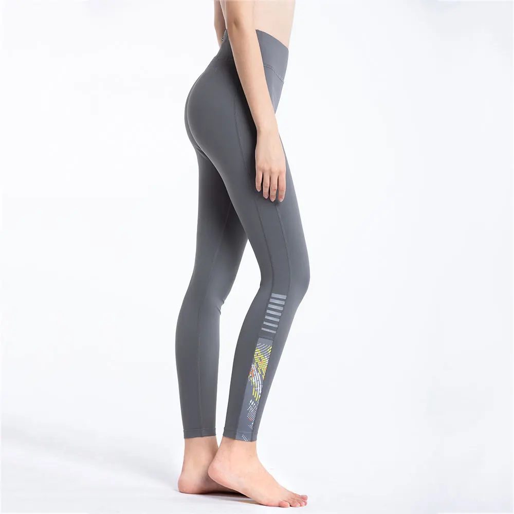 Grey Женские спортивные бесшовные леггинсы RION для фитнеса, эластичные штаны для йоги с высокой талией и карманами, леггинсы для тренажерного зала, спортивная одежда - Цвет: Grey