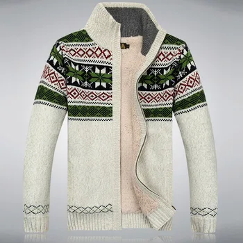 

Men Fashion Cashmere Winter Wool Jacket Men Long-sleeved Stand Collar Floral Knitted Coat Fleece Sweater Jackets Nice Pop