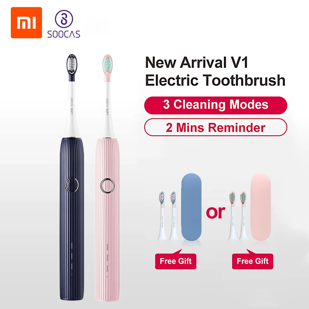 Для Xiaomi SOOCAS V1 электрическая зубная щетка sonic Ultra sonic автоматическая зубная щетка 2 головки щетки перезаряжаемая Водонепроницаемая забота о здоровье