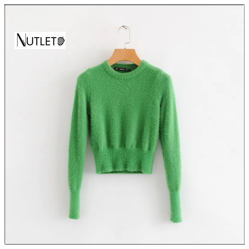 

2018 Europe and the United States autumn and winter new women's wild wild thin elastic solid color pullover shirt fashion sweate