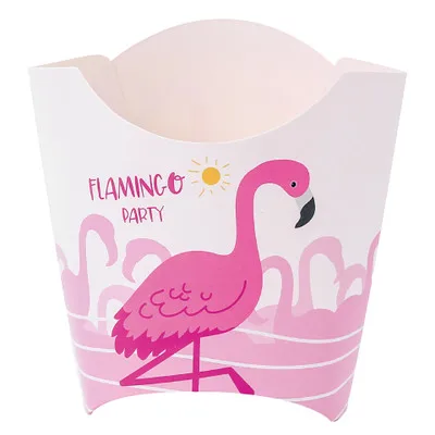 Фламинго тема для женщин и взрослых День рождения украшения Дети Девочка все для праздника одноразовая бумага съедобная посуда - Цвет: French frie box 8pcs
