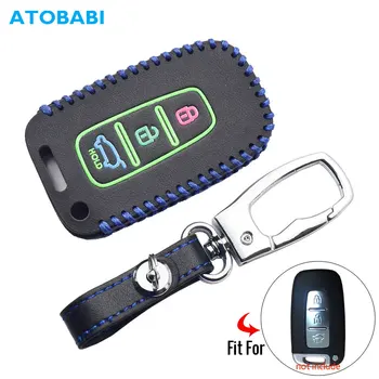 

Luminous Leather Car Key Cover For Kia Hyundai i30 Coupe i40 IX20 IX35 Santa Fe Smart Remote Fob Protector Case Keychain Bag
