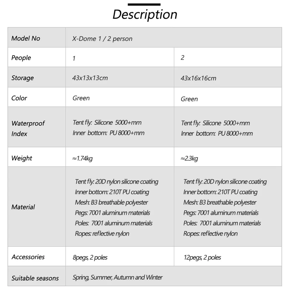 X Купол Открытый Кемпинг палатки 1 2 человек Lightweght палатка 4 сезона 20D силиконовые двухслойные походные альпинистские палатки Водонепроницаемый