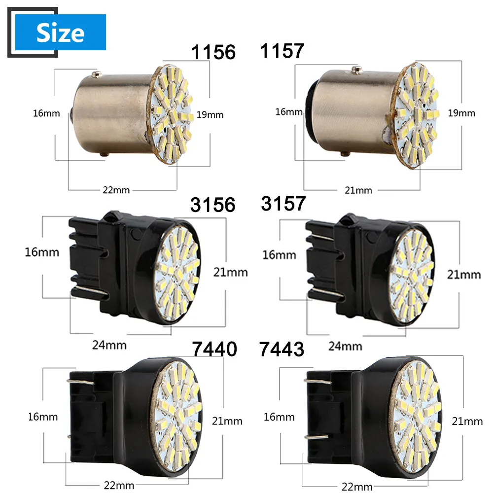 100X P21w, работающего на постоянном токе 12 В в 3020 22 SMD светодиодные лампы 1156 BA15S 1157 BAY15D T20 3156 3157 7440 7443 стайлинга автомобилей Led Сигнал поворота, стоп-сигналы