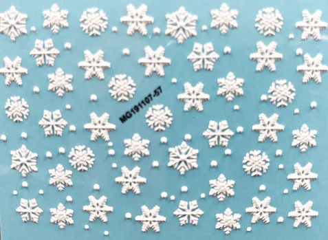 3D акриловые Выгравированные наклейки для ногтей, зимние белые цветы, геометрические наклейки в форме ангела, эмаистичные наклейки для ногтей, водные горки, наклейки Z0261