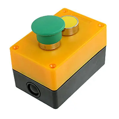 

AC 240V 3A Green Mushroom Yellow Momentary Push Button Switch Station Box NO N/O