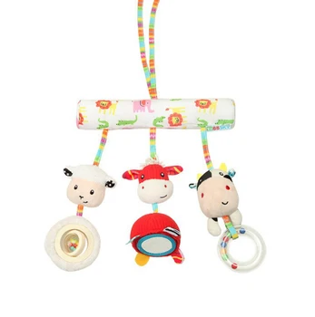 

Baby Rattles Animal Cartoon Plush Teether Mirror Music Hanging Mobile To Bed Stroller Toy Soft Comfort Fawn Cow Lamb Newborn Toy