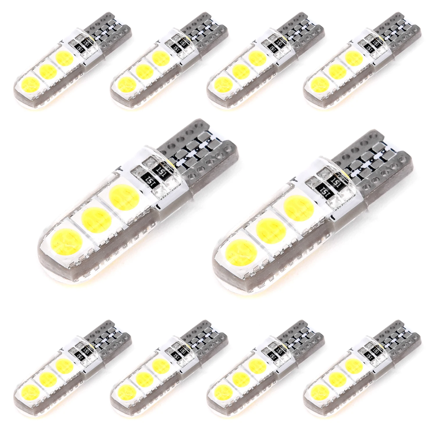10 шт. T10 194 W5W 5050 6SMD силиконовая оболочка Canbus автомобильные светодиодные боковые