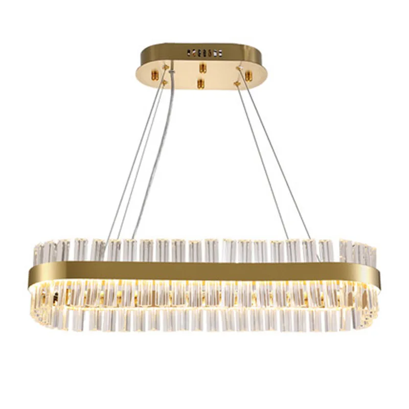 Luxury Modern Crystal Chandelier For Dining Room Oval Design Gold-bronze Hanging Lighting Fixture LED Lustres De Cristal