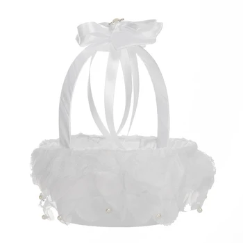 

Wedding White Bride Flower Basket Wedding Supplies Lace Flower Girl Portable Flower Basket