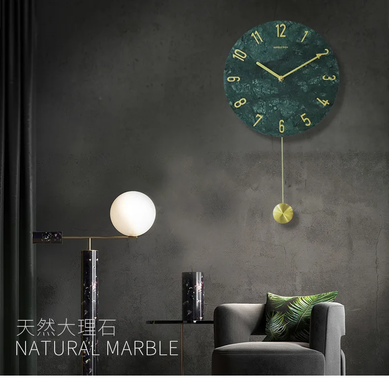 Simple Northern European-Style Marble Wall Clock Dreamy Dali 12-Inch round Swing Creative Sway Fashion Clock Factory Wholesale
