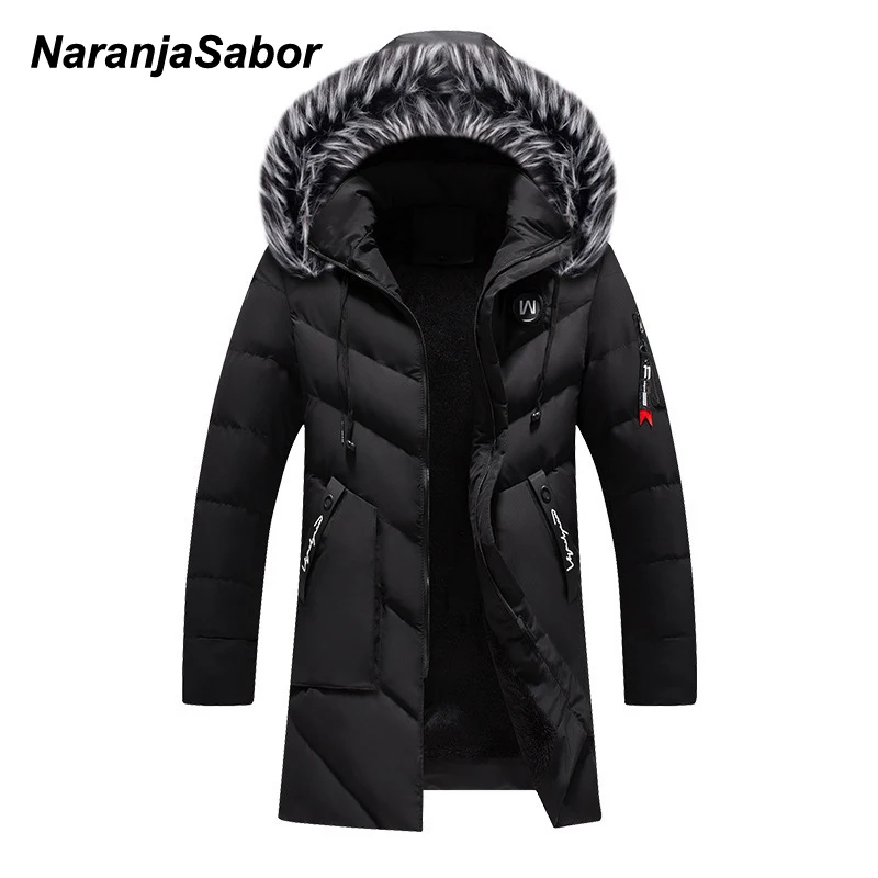 NaranjaSabor New Mens Winter Parka Men's Thick Warm Windproof Coat Men Solid Hooded Fur Collar Jacket Male Long Overcoat N634 NaranjaSabor New Mens Winter Parka Men's Thick Warm Windproof Coat Men Solid Hooded Fur Collar Jacket Male Long Overcoat N634