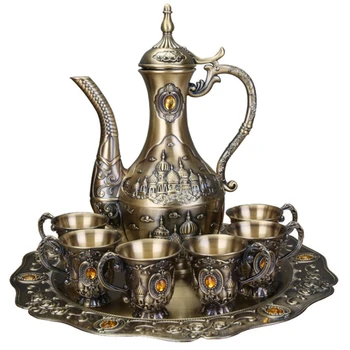 

850ML/60ML European-Style Zinc Alloy Wine Glass Wine Set Metal Crafts Gifts Home Wine Cabinet Decorative Ornaments