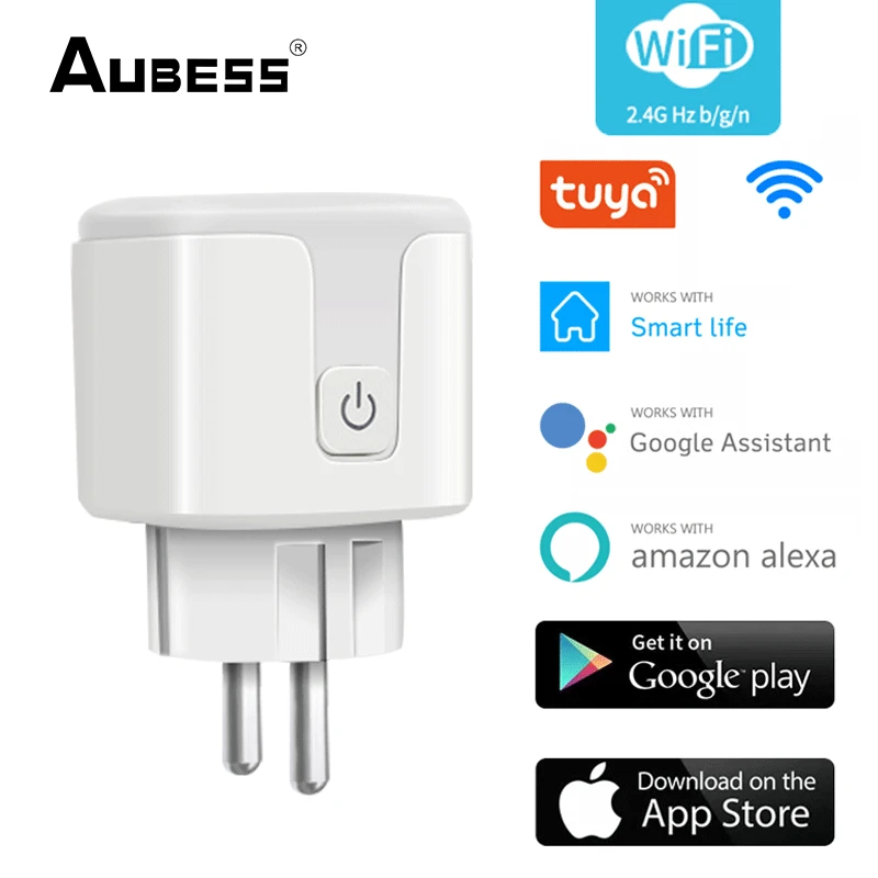 Aubess Outdoor Waterproof Smart Plug, 16A WiFi Remote Control Smart Socket  With Power Monitor Function,For Tuya Smart Life Alexa