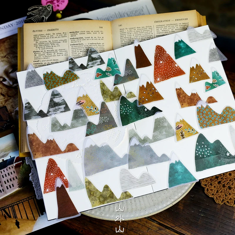 

KSCRAFT 30pcs Mountain Outside Mountain Vellum Paper Stickers for Scrapbooking Happy Planner/Card Making/Journaling