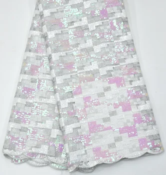 

sliver and pink sequence lace fabric african tulle lace 2019 robe de mariee french lace fabric high quality 5yard