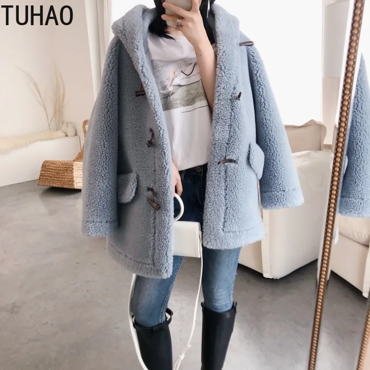 TUHAO/зимние женские повседневные толстовки, пальто из искусственного меха с капюшоном, повседневная куртка из искусственного меха, пальто из искусственного меха в консервативном стиле, одежда WM50