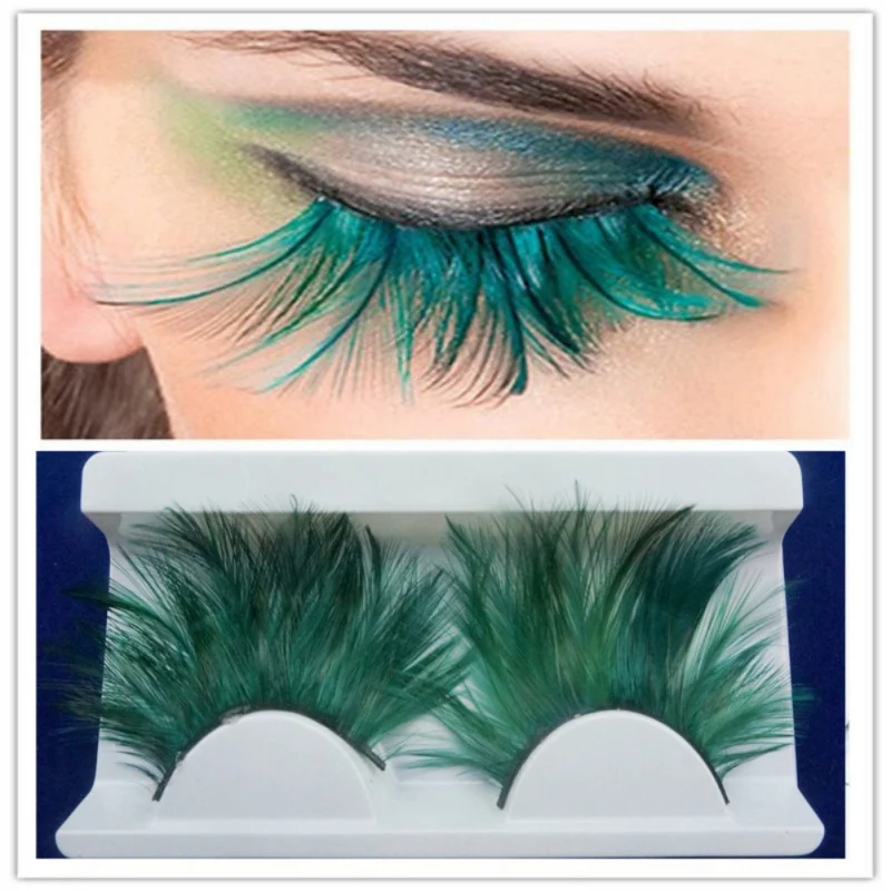 

Stage Halloween Eyelashes Blue Big Extra Long Feather Eyelashes Extra Extension Feather False Eyelashes Dance Exaggeration