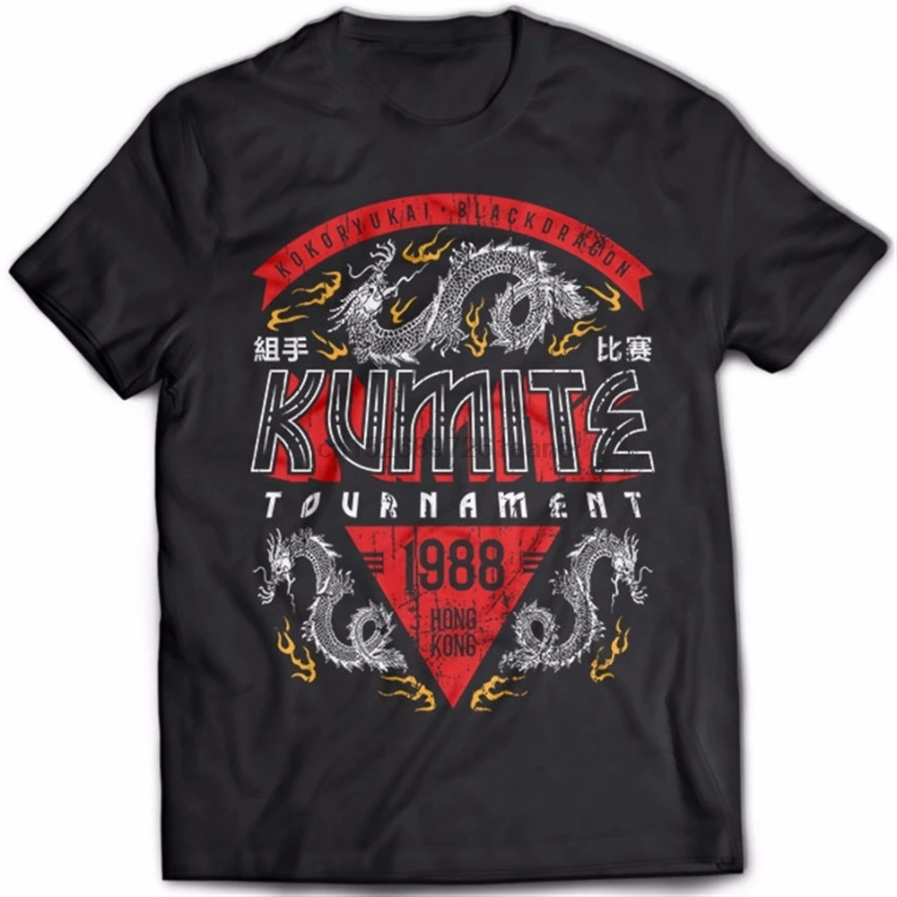 

2019 New Short Sleeve Cotton Man Clothing Tops T-Shirt Homme Kumite Tournament Bloodsport Kung-Fu Martial Artsert Shirt Sale
