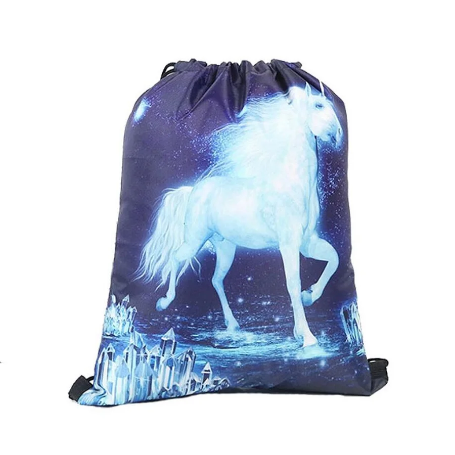

Drawstring Bag Double Rope Unicorn Cartoon Waterproof Drawstring Bag Backpack Backpack for Young Women Storage Bag