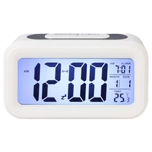 LED Digital Wecker Elektronische Uhr Smart Stumm Hintergrundbeleuchtung Display Temperatur & Kalender Snooze Funktion Wecker