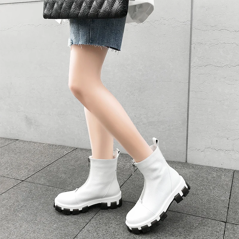 Большие размеры 35-43; женские зимние ботинки; теплые зимние ботильоны с толстым плюшем; женская обувь на плоской подошве; водонепроницаемая обувь из натуральной кожи