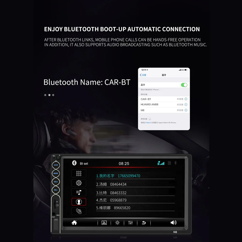" 2Din MP5 FM Bluetooth стерео аудио Радио Зеркало Ссылка HD сенсорный экран Запчасти
