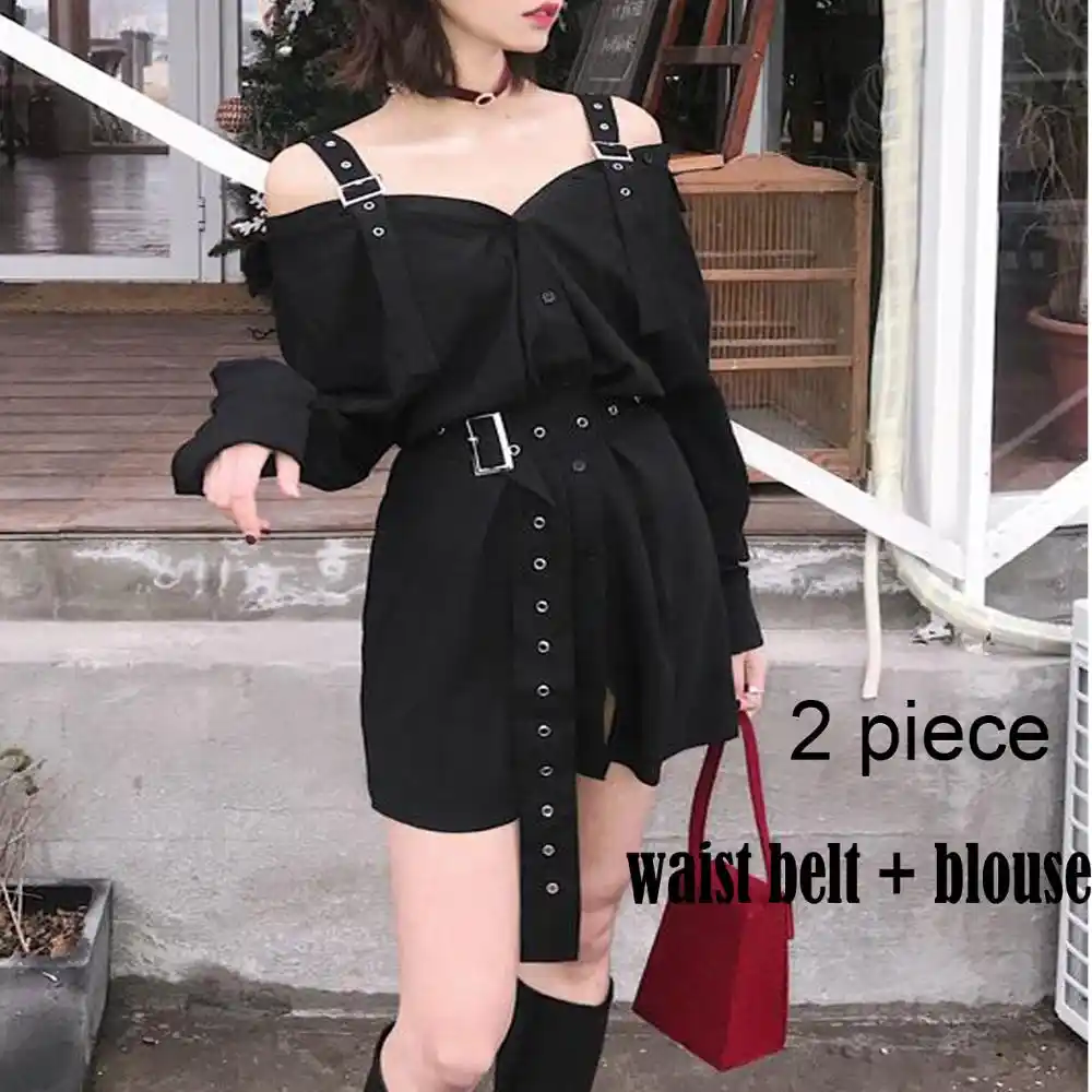 dress with belt on shoulder