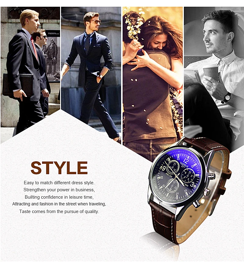 Мужские кварцевые наручные часы Необычные синий светильник мужские деловые повседневные деловые Элегантные наручные часы с кожаными ремешками YAZOLE часы-браслет