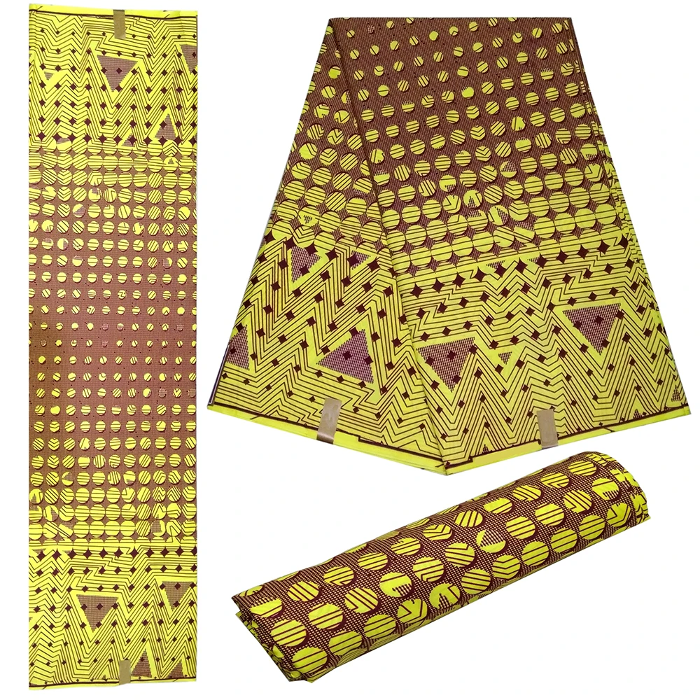 Голландский батик в африканском стиле воск ткань полиэстер в нигерийском стиле ткань для шитья высокого качества Желтый геометрический узор печати голландский воск ткань