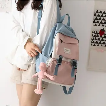

Teenage Girls Backpack School Bags Oxford Patchwork Women Back Pack Ladies College Style Middle School Student Bagpack Panelled