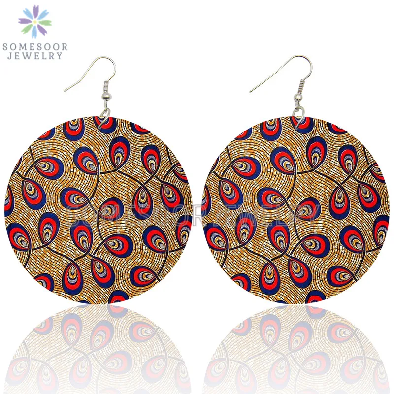 SOMESOOR Vintage Bohemian Flower Wooden Drop Earrings African Ethnic Beautiful Loops Pendant Dangle Jewelry For Women Gifts