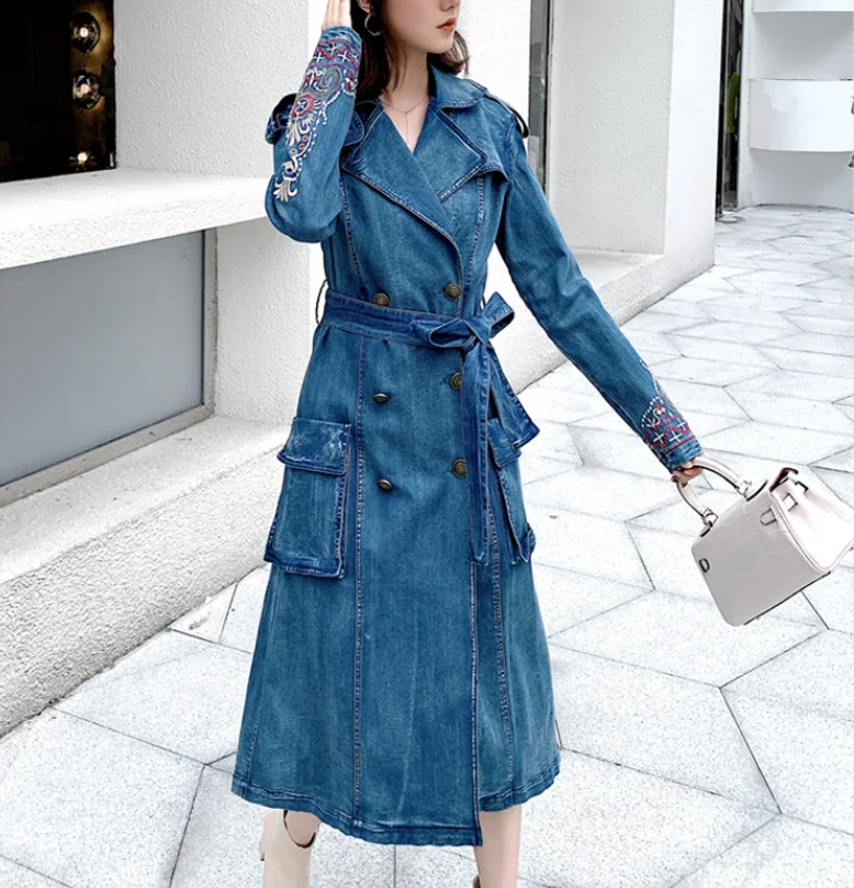 Mantel Jas Hujan Denim Bordir Antik 