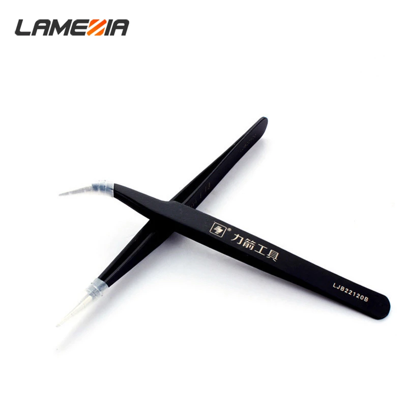 

LAMEZIA Anti-static Curved Straight Tip Forceps Precision Soldering Tweezers Set Electronic ESD Tool Pincet