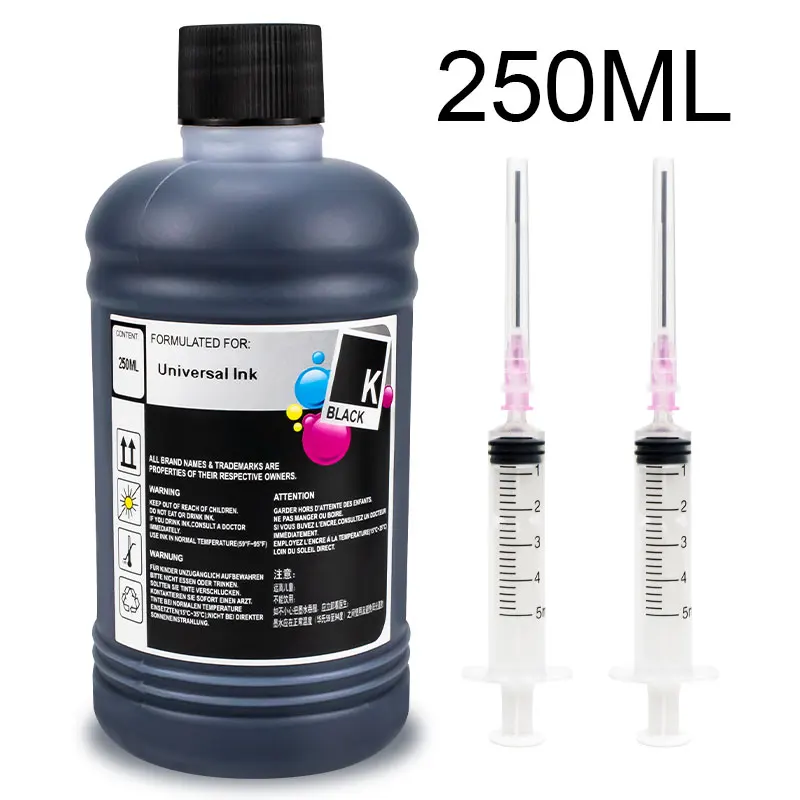 Description Picture 2 of item250ML Black ink Dye Ink Refill Kit For HP 301 302 304 305 For Iconic Brand PG545 540 440 445 Printer Inkjet Cartridge