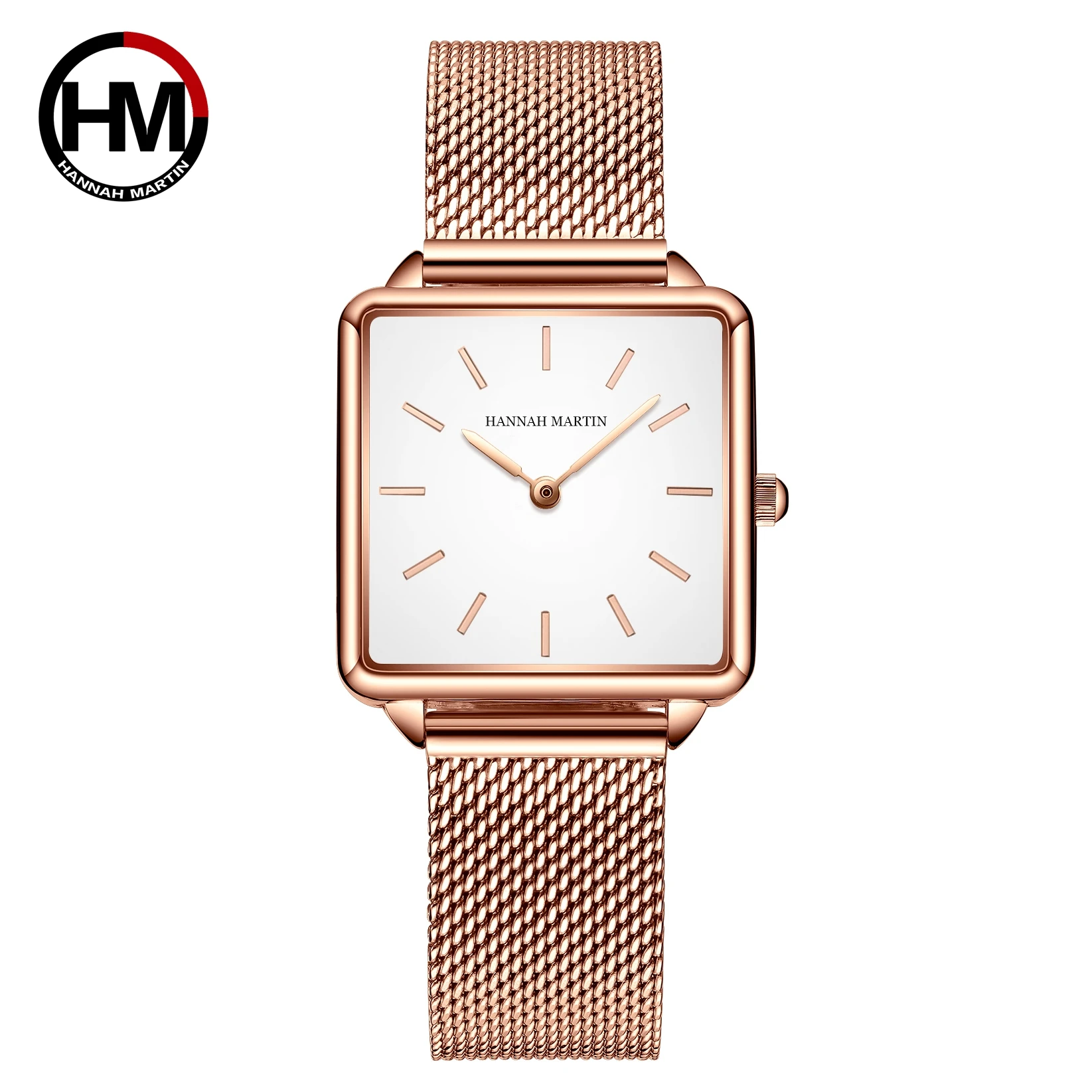 

Hannah Martin Japan Movement Drop Shipping Women Rose Gold Simple Fashion Casual Brand Wristwatch Luxury Lady Square Watches