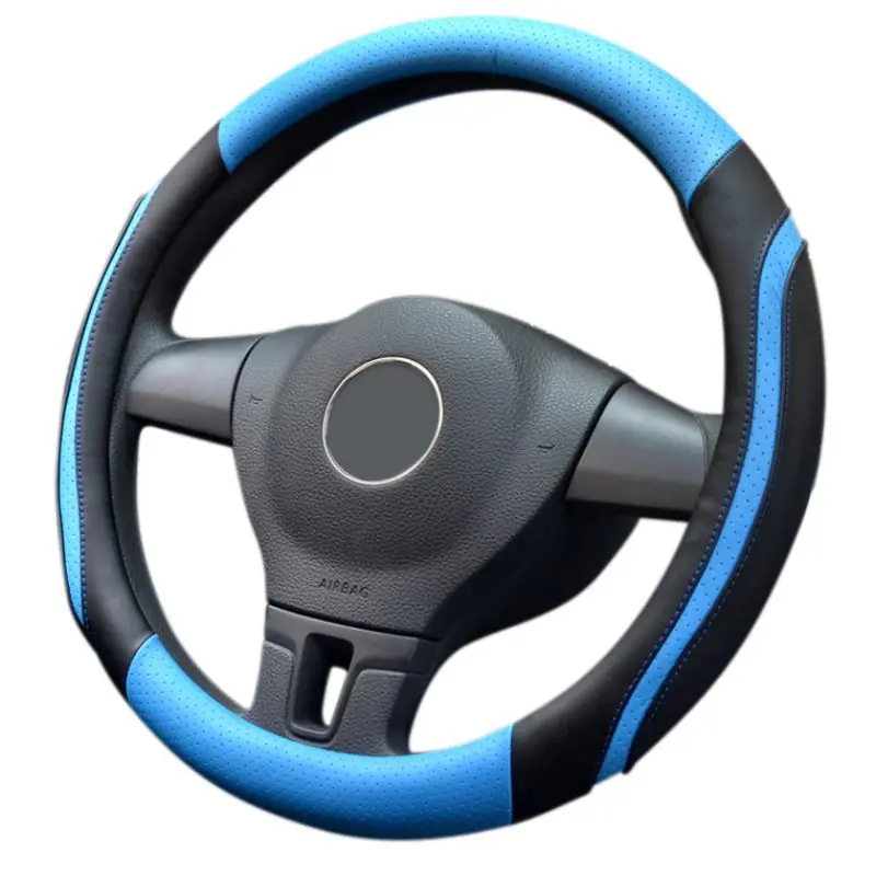 1PCS Car Steering Wheel Cover Punching And Ventilation Four Seasons Universal Car Accessories - Название цвета: blue 36cm