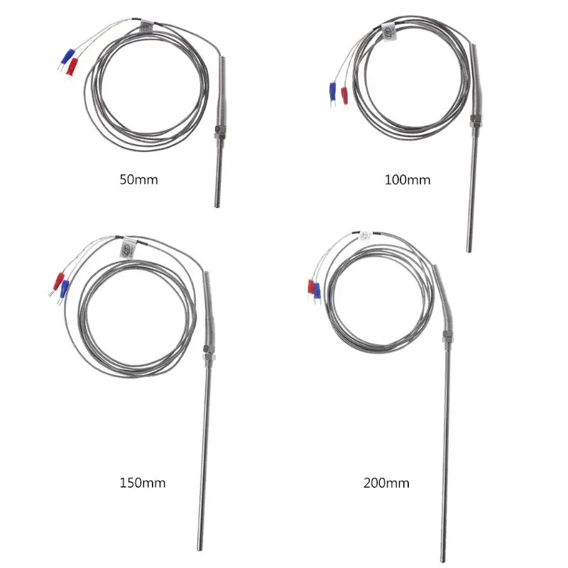 Sonde de type K en acier inoxydable, longueur de câble de 2m, capteur de température 0 ~ 400C, 100mm, 200mm