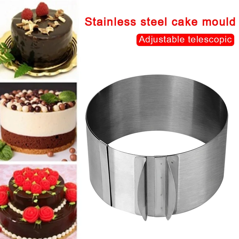 

Round Easy To Clean Dessert Production Change Size Cake Kitchen Family Adjustable Mold Stainless Steel DIY Chef Sturdy