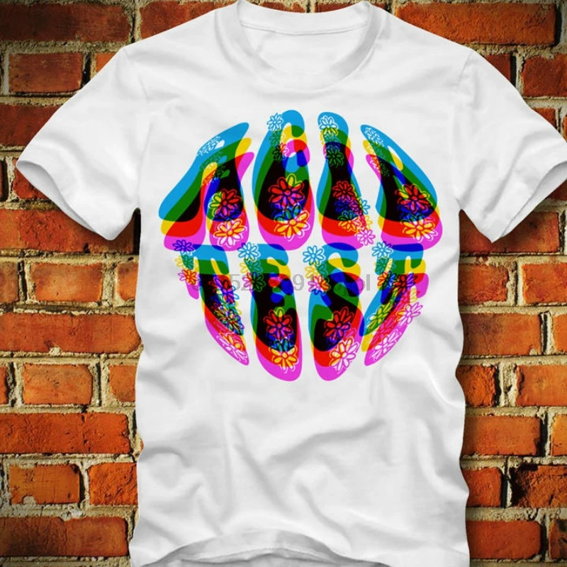 Хлопковая Футболка с рукавами модная кислота тест Lsd Psychedelic Drogen для мужчин вырез