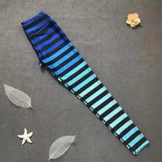Active Colorful Printing Striped High Waist Leggings Women Clothing Slim Fitness Thin Stretch Casual Wear Home Trousers Winter