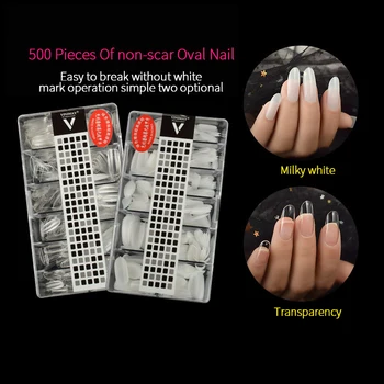 

500Pcs Long Stiletto False Nail Tips Natural Clear White Practice Display Out Top Color Beauty French Fake Nail Tips TSLM2