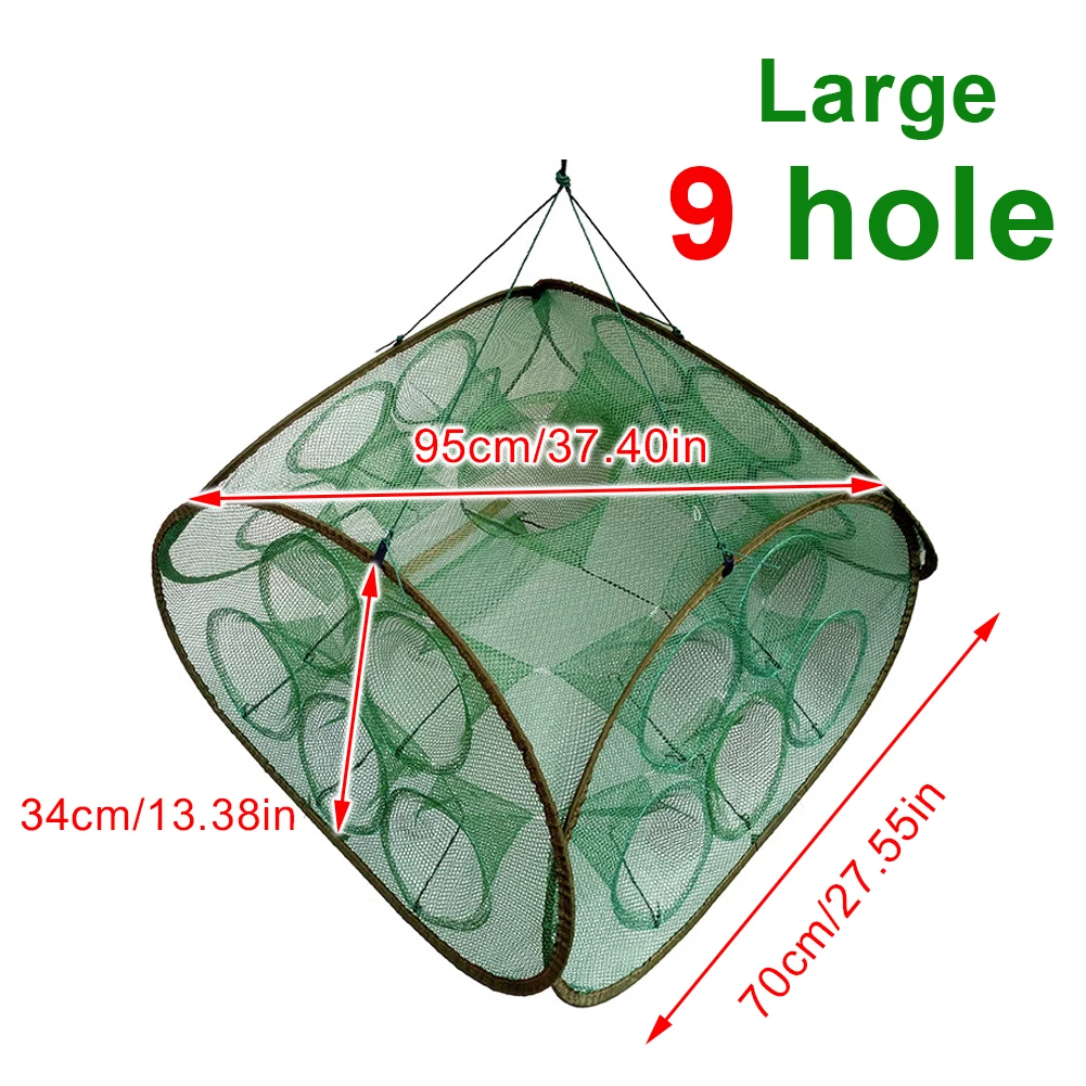 Усиленная Автоматическая рыболовная сеть с 4-20 отверстиями, клетка для креветок, нейлоновая Складная Рыболовная Ловушка для крабов, литая рыболовная сеть, складывающаяся рыболовная сеть