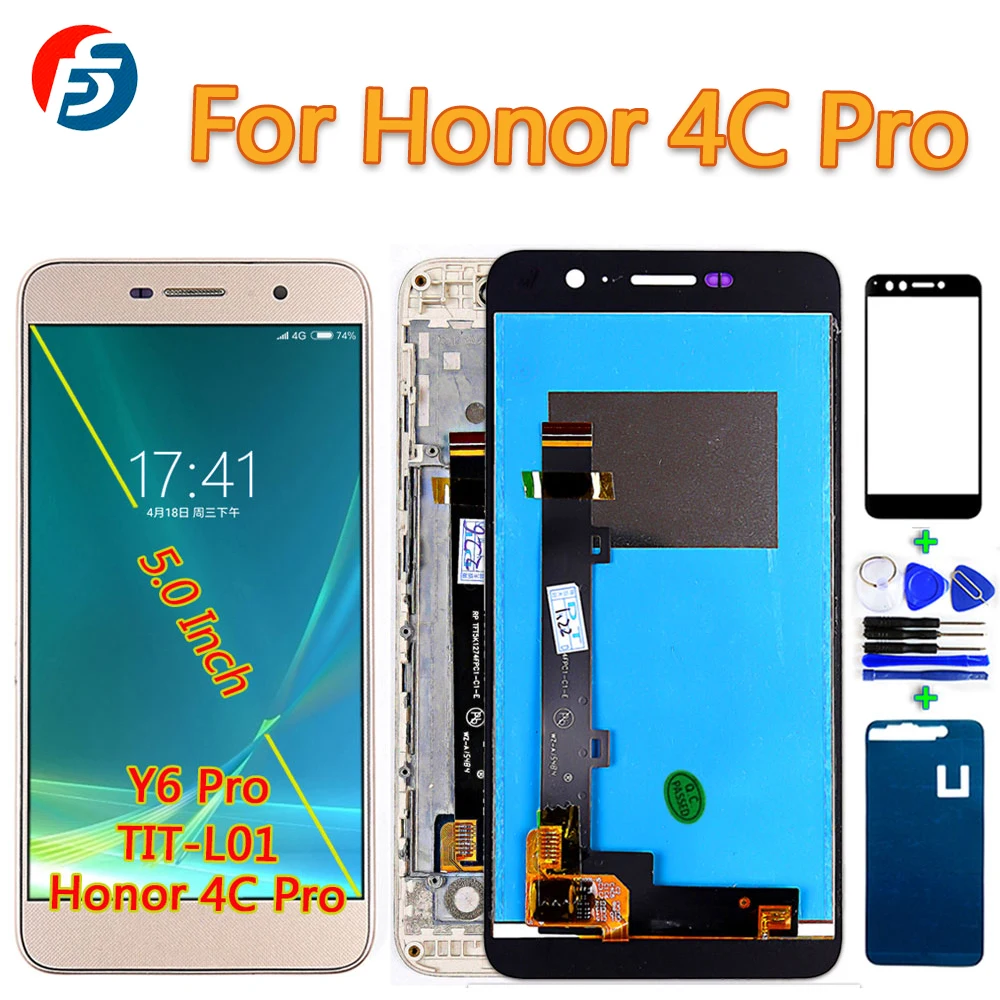 100% Tested IPS Touch Screen For Huawei honor 4c pro TIT-L01 5.0 inch LCD Display Digitizer Assembly Frame with Glass film Tools | Мобильные