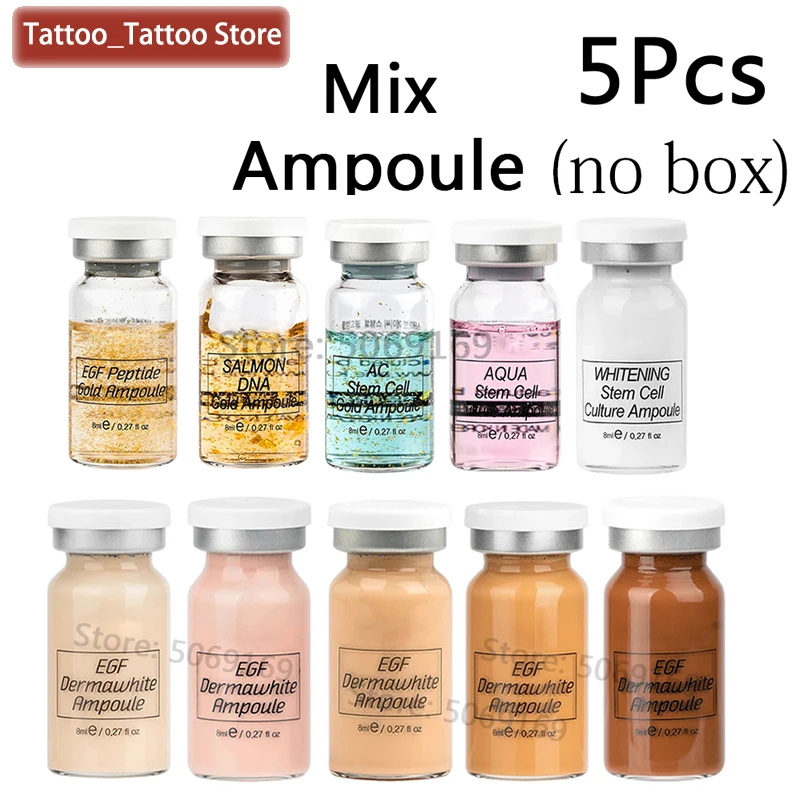 

5pcs 8ML Gold Ampoule Serum Glow Cream BB Starter Kit Dermawhite mix serum add foundation niacinamide for Whitening brightening