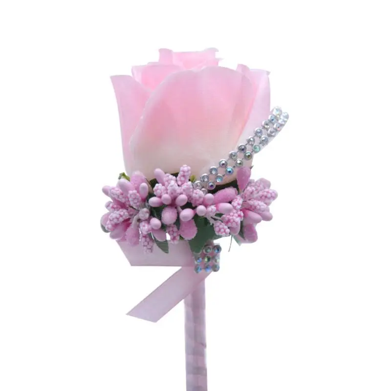 Женская свадебная брошь с искусственным цветком розы Букет блестящая тесьма со стразами для выпускного вечера бутоньерка с булавкой - Цвет: 7