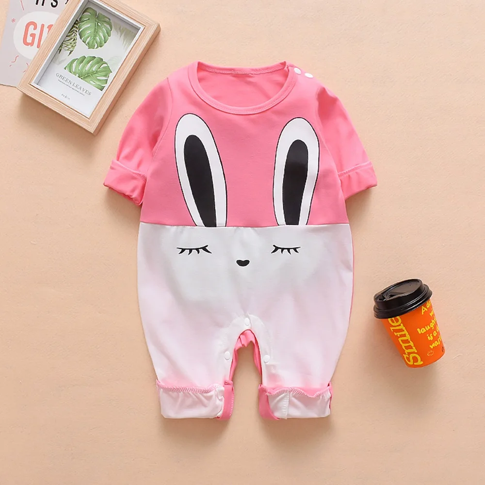 Осенний Детский комбинезон с длинными рукавами для новорожденных; повседневная одежда с рисунком кролика; хлопковый комбинезон высокого качества для мальчиков