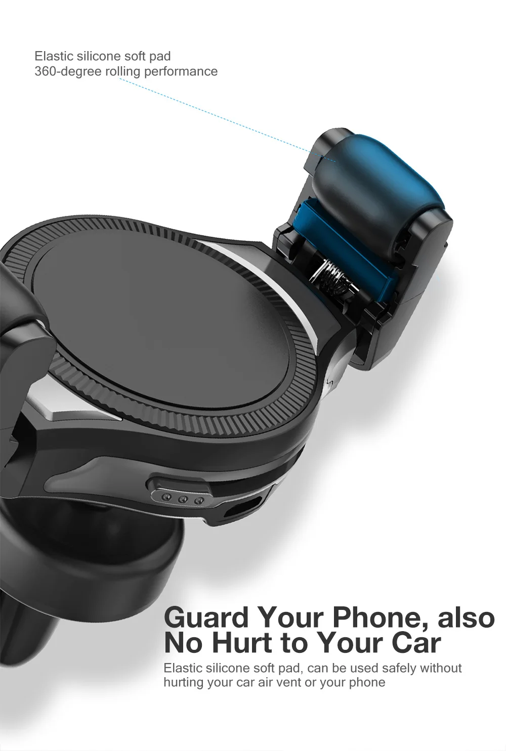 CW5 2 in 1 New-generation Rolling Elastic Car Phone Holder Wireless Charging 75% Efficiency