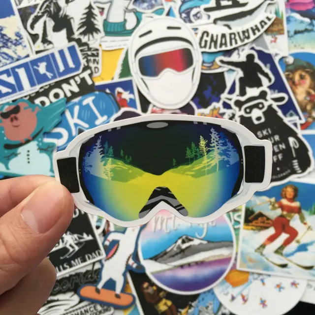 10/30/70PCS Winter Ski Stickers Skiing Snow Mountain Penguin Graffiti  Sticker For DIY Luggage Laptop Fridge Snowboard Ski Decals